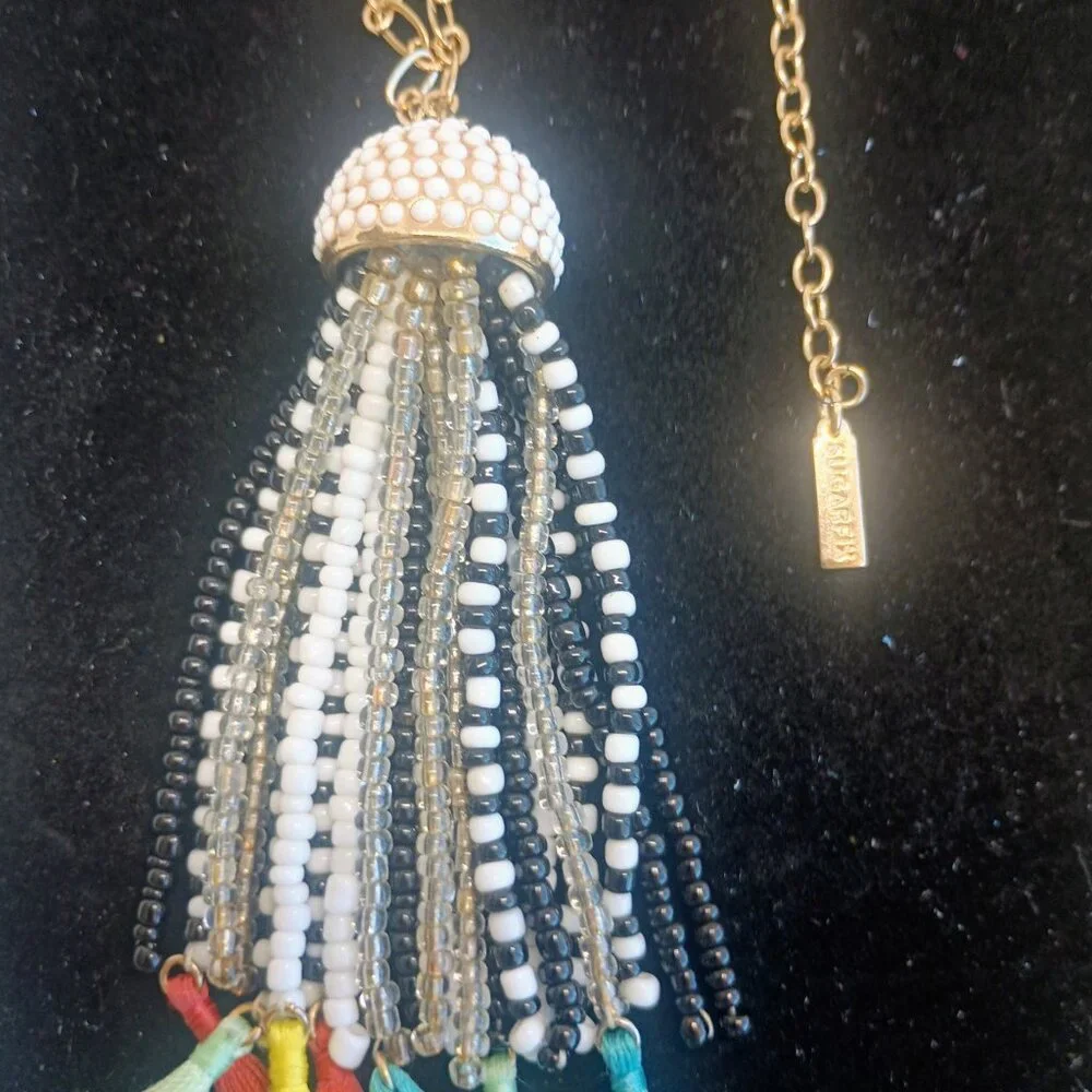 Sugarfix Necklace With Seed Bead And Multi Color Tassel Pendant 31" - Picture 2 of 6